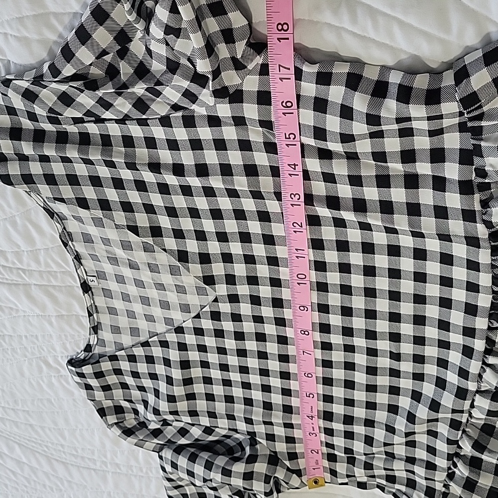 Women's V Neck Long Sleeve Plaid Printed Tunic Dress Small - Picture 8 of 10